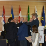 Foto Nicoloro G.   06/04/2019   Rimini     Seconda giornata dell' edizione 2019 della Grande Loggia del GOI ( Grande Oriente d' Italia ) dal titolo ' Tra Cielo e Terra '. nella foto il giornalista Toni Capuozzo viene insignito di una onorificenza.