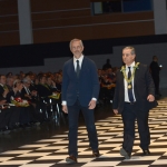 Foto Nicoloro G.   06/04/2019   Rimini     Seconda giornata dell' edizione 2019 della Grande Loggia del GOI ( Grande Oriente d' Italia ) dal titolo ' Tra Cielo e Terra '. nella foto lo scrittore Gianrico Carofiglio viene introdotto nel Tempio.