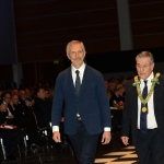 Foto Nicoloro G.   06/04/2019   Rimini     Seconda giornata dell' edizione 2019 della Grande Loggia del GOI ( Grande Oriente d' Italia ) dal titolo ' Tra Cielo e Terra '. nella foto lo scrittore Gianrico Carofiglio viene introdotto nel Tempio.
