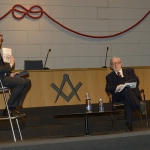 Foto Nicoloro G.   06/04/2019   Rimini     Seconda giornata dell' edizione 2019 della Grande Loggia del GOI ( Grande Oriente d' Italia ) dal titolo ' Tra Cielo e Terra '. nella foto il giornalista Alessandro Barbano, a sinistra, conversa sulla Costituzione con Giovanni Maria Flick.
