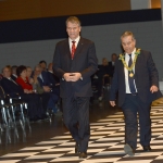 Foto Nicoloro G.   06/04/2019   Rimini     Seconda giornata dell' edizione 2019 della Grande Loggia del GOI ( Grande Oriente d' Italia ) dal titolo ' Tra Cielo e Terra '. nella foto l' astronauta Paolo Nespoli viene introdotto nel Tempio.