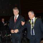 Foto Nicoloro G.   06/04/2019   Rimini     Seconda giornata dell' edizione 2019 della Grande Loggia del GOI ( Grande Oriente d' Italia ) dal titolo ' Tra Cielo e Terra '. nella foto l' astronauta Paolo Nespoli viene introdotto nel Tempio.