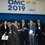 Foto Nicoloro G.   27/03/2019   Ravenna   XIV edizione dell\' OMC - Offshore Mediterranean Conference -. nella foto tradizionale taglio del nastro inaugurale da parte del sindaco di Ravenna Michele de Pascale e del sottosegretario Giancarlo Giorgetti.