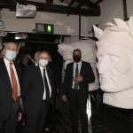 Foto Nicoloro G.   11/09/2021   Ravenna   Intervento del governatore della Banca d\' Italia al Festival Dante 2021. nell\' ambito delle Celebrazioni del 700° anniversario della morte del Sommo Poeta. nella foto da sinistra il presidente ABI Antonio Patuelli, il governatore della Banca d\' Italia Ignazio Visco e il sindaco Michele de Pascale in visita al Museo Dante.