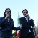 Foto Nicoloro G.   23/05/2025   Ravenna   Chiusura della campagna elettorale del PD per l' elezione del sindaco. nella foto la segretaria nazionale del PD Elly Schlein con Alessandro Barattoni candidato unico sindaco per il centro sinistra.