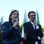 Foto Nicoloro G.   23/05/2025   Ravenna   Chiusura della campagna elettorale del PD per l' elezione del sindaco. nella foto la segretaria nazionale del PD Elly Schlein con Alessandro Barattoni candidato unico sindaco per il centro sinistra.