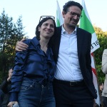 Foto Nicoloro G.   23/05/2025   Ravenna   Chiusura della campagna elettorale del PD per l' elezione del sindaco. nella foto la segretaria nazionale del PD Elly Schlein con Alessandro Barattoni candidato unico sindaco per il centro sinistra.