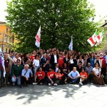 Foto Nicoloro G.   03/05/2025   Ravenna   Il Centro-sinistra presenta il suo candidato a sindaco della citta\' e la coalizione di sei partiti che lo sostiene. nella foto al centro Alessandro Barattoni presidente provinciale del PD e candidato unico per il Centro-sinistra con i candidati delle liste che lo sostengono