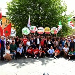 Foto Nicoloro G.   03/05/2025   Ravenna   Il Centro-sinistra presenta il suo candidato a sindaco della citta\' e la coalizione di sei partiti che lo sostiene. nella foto al centro Alessandro Barattoni presidente provinciale del PD e candidato unico per il Centro-sinistra con i candidati delle liste che lo sostengono