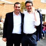Foto Nicoloro G.   03/05/2025   Ravenna   Il Centro-sinistra presenta il suo candidato a sindaco della citta\' e la coalizione di sei partiti che lo sostiene. nella foto l\' ex sindaco ed ora presidente di Regione Michele de Pascale, a sinistra, e Alessandro Barattoni presidente provinciale del PD e candidato unico per il Centro-sinistra.