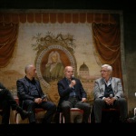 Foto Nicoloro G.   Fusignano ( Ravenna )   04/11/2021   Evento di chiusura della mostra \' Oltre il sogno. L\' emozione del calcio totale di Arrigo Sacchi \'. Dialogo fra tre allenatori sul calcio di ieri, di oggi e di domani. nella foto da sinistra il giornalista della Gazzetta dello Sport Luigi Garlando, Alberto Zaccheroni, Arrigo Sacchi, Marcello Lippi e il giornalista della Gazzetta dello Sport Fabio Licari.