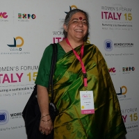 Foto Nicoloro G.  29/06/2015   Milano   Nell' ambito di Expo 2015 un evento organizzato da We- Women for Expo dal titolo " Nurturing a sustainable future "'. nella foto Vandana Shiva, attivista e ambientalista indiana.