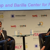 Foto Nicoloro G.  29/06/2015   Milano   Nell' ambito di Expo 2015 un evento organizzato da We- Women for Expo dal titolo " Nurturing a sustainable future "'. nella foto Guido Barilla e la giornalista Maria Latella.
