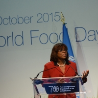 Foto Nicoloro G.   16/10/2015    Milano  In occasione della Giornata Mondiale dell' Alimentazione si e' svolto in Expo un incontro al quale hanno preso parte il Capo di Stato e il segretario generale delle Nazioni Unite. nella foto Ertharin Cousin, direttore esecutivo del Programma Alimentare Mondiale.