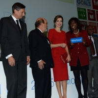 Foto Nicoloro G.   16/10/2015    Milano  In occasione della Giornata Mondiale dell\' Alimentazione si e\' svolto in Expo un incontro al quale hanno preso parte il Capo di Stato e il segretario generale delle Nazioni Unite. nella foto da sinistra il presidente della Slovenia Borut Pahor, Jose\' G. Da Silva, la regina Letizia di Spagna e Ertharin Cousin.