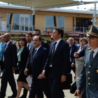 Foto Nicoloro G.  21/06/2015  Milano  Visita all\' Expo del presidente della Repubblica francese. nella foto il presidente Francois Hollande con il premier Matteo Renzi.