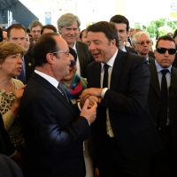 Foto Nicoloro G.  21/06/2015  Milano  Visita all\' Expo del presidente della Repubblica francese. nella foto il presidente Francois Hollande con il premier Matteo Renzi.