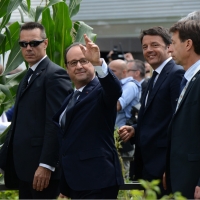 Foto Nicoloro G.  21/06/2015  Milano  Visita all' Expo del presidente della Repubblica francese. nella foto il presidente Francois Hollande con il premier Matteo Renzi.