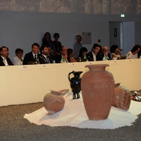 Foto Nicoloro G.  31/07/2015   Milano    Nell\' ambito di Expo 2015 si svolge la Conferenza Internazionale dei ministri della Cultura di piÃ¹ di 80 paesi presenti. nella foto il tavolo della presidenza con il ministro Dario Franceschini e il presidente Matteo Renzi al centro