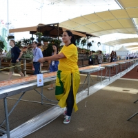 Foto Nicoloro G.  20/06/2015  Milano   Realizzata la pizza più lunga del mondo all' Expo 2015. nella foto un momento della laboriosa misurazione della pizza che risulterÃ  essere di metri 1596,45.