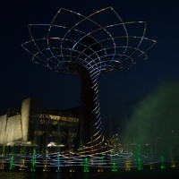 Foto Nicoloro G.   01/05 - 31/10/2015  Milano    Simbolo del Padiglione Italia l' Albero della Vita, alto 37 metri e fatto di legno e acciaio, è stato realizzato dal Consorzio "Orgoglio Brescia " sotto la direzione di Marco Balich supportato dallo studio Gioforma. L' opera è simbolo della vita e slancio verso il futuro, l' innovazione, la tecnologia.