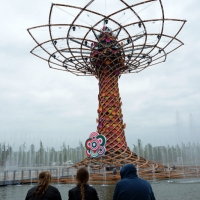 Foto Nicoloro G.   01/05 - 31/10/2015  Milano    Simbolo del Padiglione Italia l' Albero della Vita, alto 37 metri e fatto di legno e acciaio, è stato realizzato dal Consorzio "Orgoglio Brescia " sotto la direzione di Marco Balich supportato dallo studio Gioforma. L' opera è simbolo della vita e slancio verso il futuro, l' innovazione, la tecnologia.