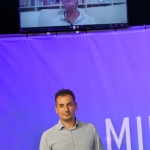 Foto Nicoloro G.   31/07/2020   Cervia ( Ra )  Prima serata della Festa della Lega Romagna. nella foto il segretario della Lega Romagna Jacopo Morrone durante il collegamento video con il governatore della Lombardia Attilio Fontana, assente alla serata a causa di un leggero malore.