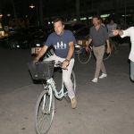 Foto Nicoloro G.   01/08/2020    Cervia ( RA ) Seconda serata della Festa della Lega Romagna che ha visto la presenza del leader del Carroccio. nella foto l' arrivo in bici del segretario del Carroccio Matteo Salvini.