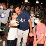 Foto Nicoloro G.   01/08/2020    Cervia ( RA ) Seconda serata della Festa della Lega Romagna che ha visto la presenza del leader del Carroccio. nella foto Matteo Salvini in uno dei numerosi selfie.