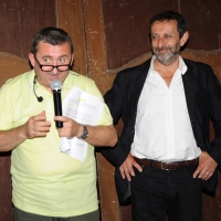 Foto Nicoloro G. 19/06/2011 Forlimpopoli (FC) Nell\' ambito della quindicesima Festa Artusiana e del centenario artusiano serata di consegna del tradizionale \" Premio Marietta ad honorem \" al giornalista Michele Serra e alla gastronoma Paola Gho. nella foto Vito – Michele Serra