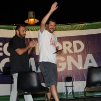 Foto Nicoloro G.  25/07/2015  Cervia ( Ravenna )  Festa Nazionale della Lega Nord Romagna. nella foto  Matteo Salvini con il segretario della Lega Nord Romagna Gianluca Pini.