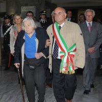 Foto Nicoloro G. 25/04/2011 Marzabotto (BO) Per il 25 Aprile " Festa della Liberazione " cerimonia di commemorazione delle vittime della strage nazifascista di Marzabotto. nella foto Margherita Hack – Romano Franchi, Sindaco di Marzabotto