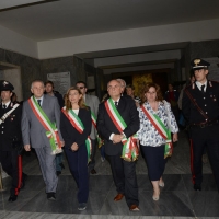 Foto Nicoloro G. 25/04/2013 Marzabotto ( Bologna ) Celebrazione della Festa della Liberazione in questo paese che durante la Seconda guerra mondiale subì una strage perpetrata dai nazisti. nella foto Le autorità all'interno del sacrario
