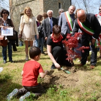 Foto Nicoloro G. 25/04/2013 Marzabotto ( Bologna ) Celebrazione della Festa della Liberazione in questo paese che durante la Seconda guerra mondiale subì una strage perpetrata dai nazisti. nella foto Cecilia Strada pianta un acero rosso