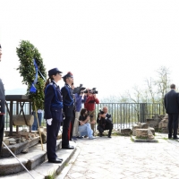 Foto Nicoloro G. 25/04/2013 Marzabotto ( Bologna ) Celebrazione della Festa della Liberazione in questo paese che durante la Seconda guerra mondiale subì una strage perpetrata dai nazisti. nella foto Il Presidente del Senato, Pietro Grasso rende omaggio ai caduti nella strage
