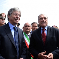 Foto Nicoloro G. 25/04/2013 Marzabotto ( Bologna ) Celebrazione della Festa della Liberazione in questo paese che durante la Seconda guerra mondiale subì una strage perpetrata dai nazisti. nella foto Il Presidente della Regione Emilia-Romagna ed il Presidente del Senato, Pietro Grasso