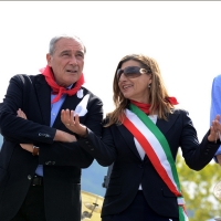 Foto Nicoloro G. 25/04/2013 Marzabotto ( Bologna ) Celebrazione della Festa della Liberazione in questo paese che durante la Seconda guerra mondiale subì una strage perpetrata dai nazisti. nella foto Pietro Grasso – Giusi Nicolini