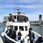 Foto Nicoloro G.   16/04/2023   Ravenna   Come e\' tradizione nella domenica in albis si e\' svolta la Festa della Madonna Greca, con una processione che parte dal canale Candiano e termina nella basilica di Santa Maria in Porto. nella foto l\' arrivo in Darsena della motonave con a bordo le autorita\' religiose, militari e i fedeli.