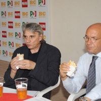 Foto Nicoloro G. 17/06/2011 Bagnacavallo (RA) " Festa della politica " organizzata dal PD tra dibattiti, mostre e cucina regionale. nella foto Mimmo Calopresti – Marco Follini