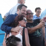 Foto Nicoloro G.   30/07/2023   Cervia ( RA )   Festa della Lega Romagna. nella foto il ministro Matteo Salvini e gli immancabili selfie.
