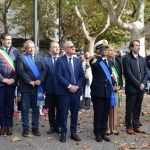 Foto Nicoloro G. 04/11/2022   Ravenna   Festa dell' Unità Nazionale delle Forze Armate. nella foto da sinistra il sindaco Michele de Pascale, per la Provincia Gianni Grandu, il prefetto Castrese De Rosa e il comandante della Guardia Costiera Francesco Cimmino,
