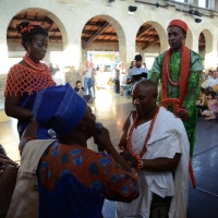 Foto Nicoloro G.  08/06/2014   Ravenna    Terza ed ultima giornata dell' ottava edizione del       " Festival delle Culture " che quest' anno affronta le tematiche della partecipazione, della convivenza e dell' incontro, per un arricchimento collettivo. nella foto durante la cerimonia di matrimonio.