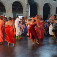 Foto Nicoloro G.  08/06/2014   Ravenna    Terza ed ultima giornata dell' ottava edizione del       " Festival delle Culture " che quest' anno affronta le tematiche della partecipazione, della convivenza e dell' incontro, per un arricchimento collettivo. nella foto un gruppo di donne nigeriane interculturali presentano danze tradizionali.