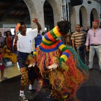 Foto Nicoloro G.  08/06/2014   Ravenna    Terza ed ultima giornata dell' ottava edizione del       " Festival delle Culture " che quest' anno affronta le tematiche della partecipazione, della convivenza e dell' incontro, per un arricchimento collettivo. nella foto un momento di una danza tribale con un costume rituale tradizionale.