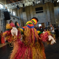 Foto Nicoloro G.  08/06/2014   Ravenna    Terza ed ultima giornata dell' ottava edizione del       " Festival delle Culture " che quest' anno affronta le tematiche della partecipazione, della convivenza e dell' incontro, per un arricchimento collettivo. nella foto un momento di una danza tribale con un costume rituale tradizionale.