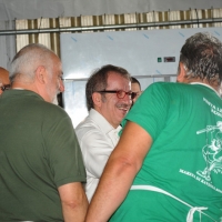 Foto Nicoloro G. 26/07/2012 Marina di Ravenna Il neo segretario federale Roberto Maroni interviene alla festa nazionale della Lega Nord Romagna. nella foto Roberto Maroni e alcuni militanti