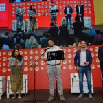 Foto Nicoloro G.   23/08/2019   Ravenna   Serata di apertura della Festa Nazionale dell' Unita'. nella foto da sinistra Stefano Vaccari, Ouidad Bakkali, Alessandro Barattoni, Paolo Calvano e Michele De Pascale.