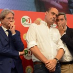 Foto Nicoloro G.   08/09/2019   Ravenna    Manifestazione di chiusura della Festa Nazionale dell' Unita'. nella foto da sinistra Paolo Gentiloni, Nicola Zingaretti e Andrea Orlando.