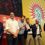 Foto Nicoloro G.   08/09/2019   Ravenna    Manifestazione di chiusura della Festa Nazionale dell' Unita'. nella foto da sinistra   Paolo Gentiloni, Nicola Zingaretti, Dario Franceschini, Andrea Orlando, Paolo Calvano e   Michele de Pascale.