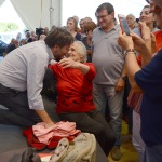 Foto Nicoloro G.   08/09/2019   Ravenna    Manifestazione di chiusura della Festa Nazionale dell' Unita'. nella foto il ministro Dario Franceschini saluta e abbraccia un' anziana partigiana.